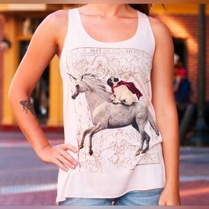 Bear Dance The Pug Saves The Day Riding Unicorn Tank Top EUC Size M